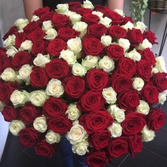 101 red and white rose bouquet